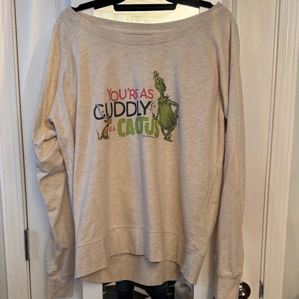 Grinch Holiday Christmas Funny Cream Graphic Sweater